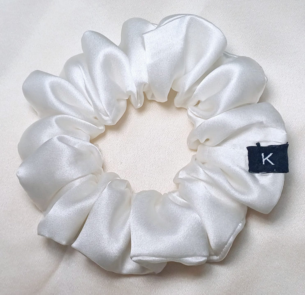 Pure Mulberry Silk White Scrunchie